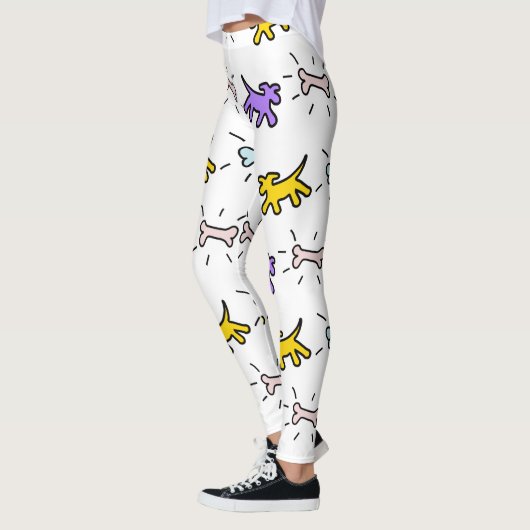 Leggings Graffiti de style Jaune violet chien 1 (Gauche)
