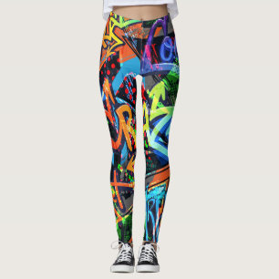 Leggings Graffiti lumineux, design graphique urbain.