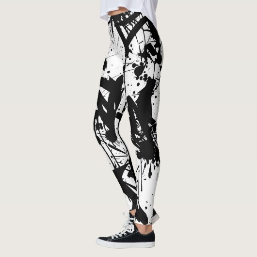 Leggings Graffiti noir et blanc (Gauche)