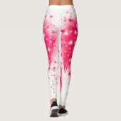 Leggings Graffiti peinture rose brillant design coeur (Dos)