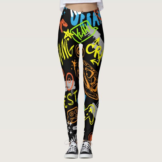 Leggings Graffiti pour garçons : Coolness dessinée à la mai (Devant)