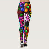Leggings Graffiti Style Fleurs & Ladybug rose violet rouge (Dos)