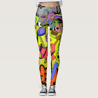 Leggings Graffiti urbain : mur d'art Vintage