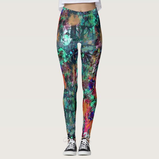 Leggings Graffiti Wall et Spray Paint Splatter (Devant)