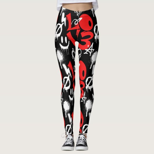 Leggings grafitti LOVE B. Black BG (Devant)