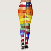 Leggings Grain en bois américain et Paintstrokes du drapeau (Dos)