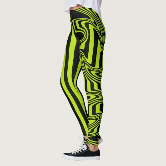 Leggings Graines et torrents - Lime vert et noir (Gauche)