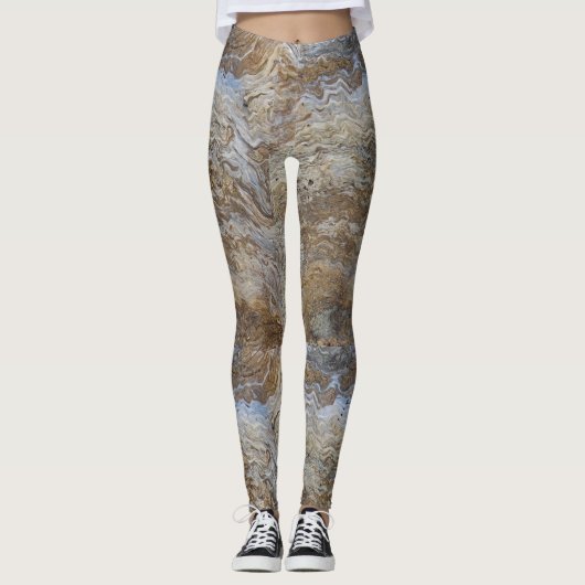 Leggings Grains de bois franc Brown blanc rustique (Devant)