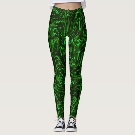 Leggings Grains texturés vert métallique (Devant)