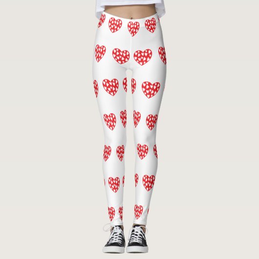 Leggings Grand coeur rouge avec peu de coeur (Devant)