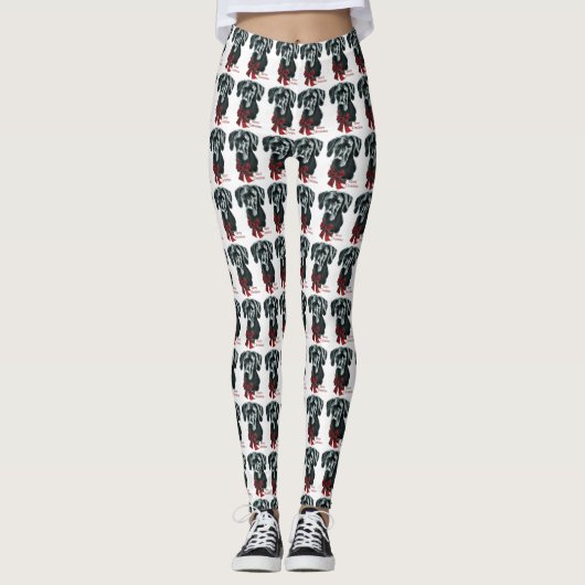Leggings Grand Danois (Noir) Noël (Devant)