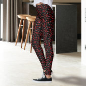 Leggings Grand et petit Motif de Polka Gris Noir Rouge