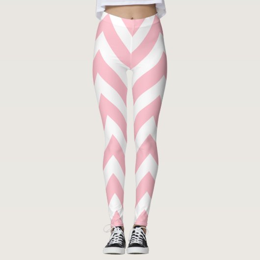 Leggings Grand format rose et blanc Chevron (Devant)