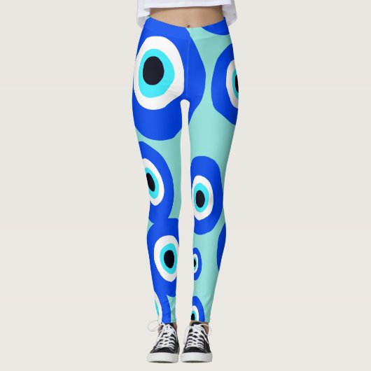 Leggings Grand Mal Oeil Lucky Charm Bleu Blanc Motif (Devant)