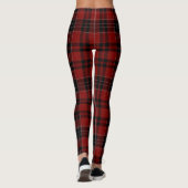 Leggings Grand plaid de tartan noir rouge (Dos)