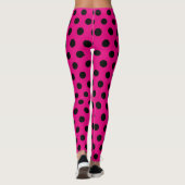 Leggings Grand pois de roses indien et de noir (Dos)