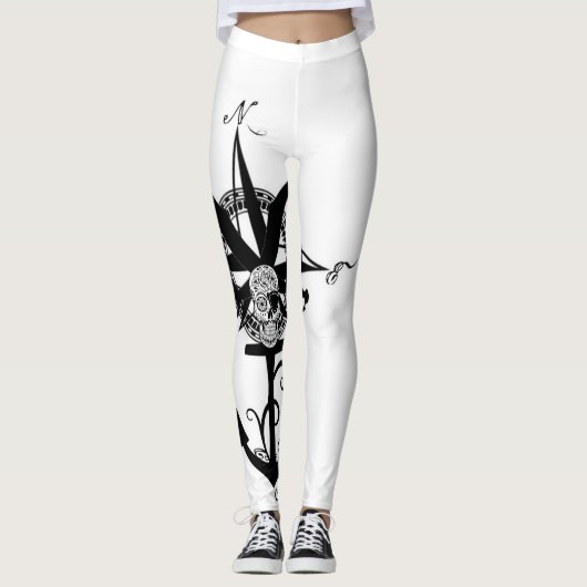 Leggings Grand rose de boussole avec l'Ancre (Devant)