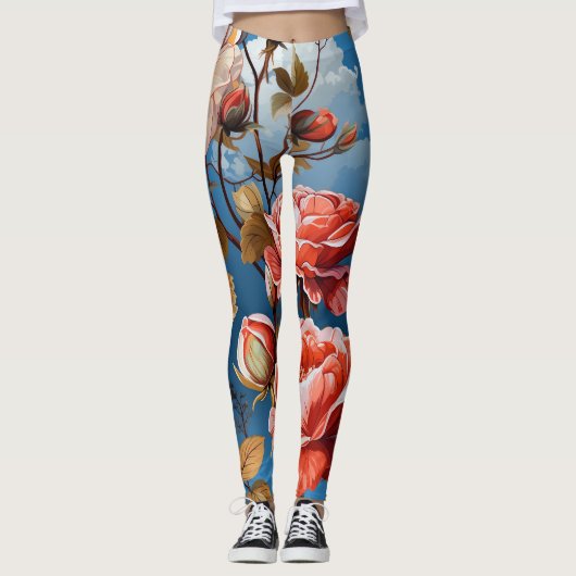 Leggings grand Rose Pastel sur un Arrière - plan Sky (Devant)