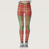 Leggings Grand Tartan Brun Vertical Rouge Sage (Devant)