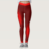 Leggings Grand texte de script blanc sur le rouge foncé (Devant)