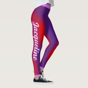 Leggings Grand texte de script blanc sur PURPLE