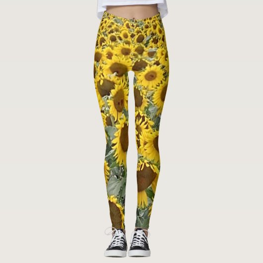 Leggings Grand Tournesol Jaune Exercice de Yoga (Devant)