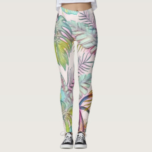 Leggings Grande aquarelle feuille tropicale colorée