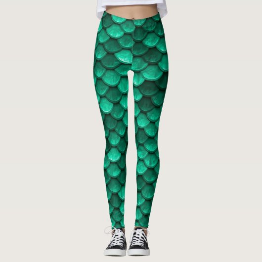 Leggings Grande échelle de sirènes vertes (Devant)
