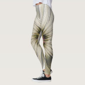 Leggings Grande Fleur d'ivoire, Abstrait Art Fractal Modern (Gauche)