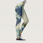 Leggings Grande vague au large de la côte de Kanagawa par H<br><div class="desc">Super design à porter pour les prochains midterms! La Grande Vague Bleue arrive ! (36 Vues du Mont Fuji : La Grande Vague au large de la côte de Kanagawa par Katsushika Hokusai de la période Edo, c. 1830. Impression de blocs de bois traditionnels. Illustration vintage design maritime d'art raffiné...</div>