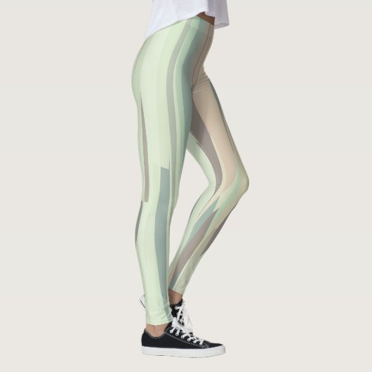 Leggings Grandes Abstraites vertes et pêche (Droite)