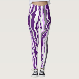 Leggings Grandes bandes d'art fluides en marbre violet