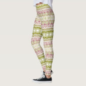 Leggings Grandes bandes de kaléidoscope rose et vert (Gauche)