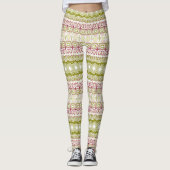 Leggings Grandes bandes de kaléidoscope rose et vert (Devant)