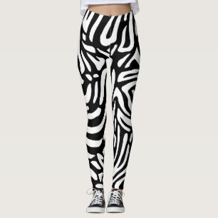 Leggings Grandes bandes de zèbre noir et blanc