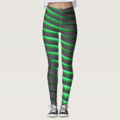 Leggings Grandes bandes vertes et noires vives (Devant)