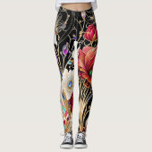 Leggings Grandes fleurs et pierres précieuses (Devant)
