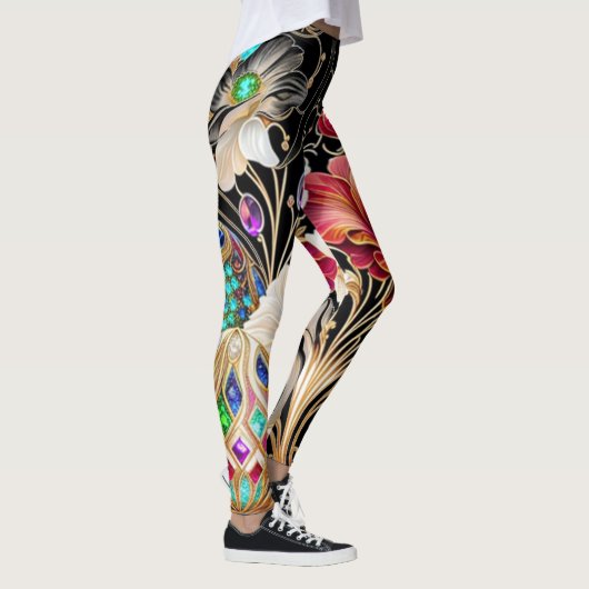 Leggings Grandes fleurs et pierres précieuses (Droite)