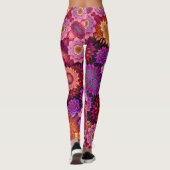 Leggings Grandes fleurs orange, rose et violette (Dos)