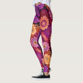 Leggings Grandes fleurs orange, rose et violette (Gauche)