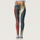 Leggings grandes formes de feuilles aux couleurs automnales (Devant)