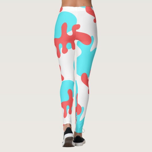 Leggings Grandes formes rouges bleues Abstraites Jambes de  (Dos)