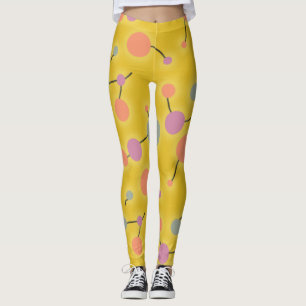 Leggings Grandes Molécules rétro-joueuses Jaune rose unve