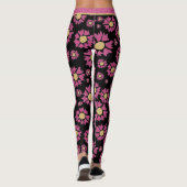 Leggings Grandes Parties scintillant Rose Or Fleurs Fille F (Dos)