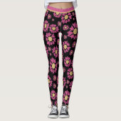 Leggings Grandes Parties scintillant Rose Or Fleurs Fille F (Devant)