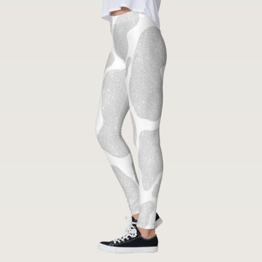 Leggings Grandes taches d'argent blanc simple (Gauche)