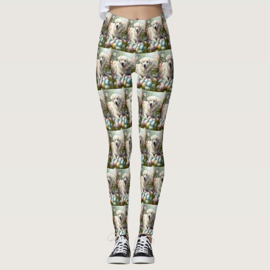 Leggings Grands Pyrénées avec œufs de Pâques (Devant)