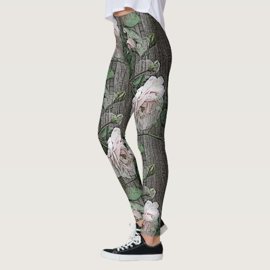 Leggings Grands Roses sur bois (Gauche)
