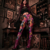Leggings Grands Sphinxes à tête de mort gothiques corbeaux