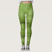 Leggings Granite abstrait vert | motif en marbre de pierre (Devant)